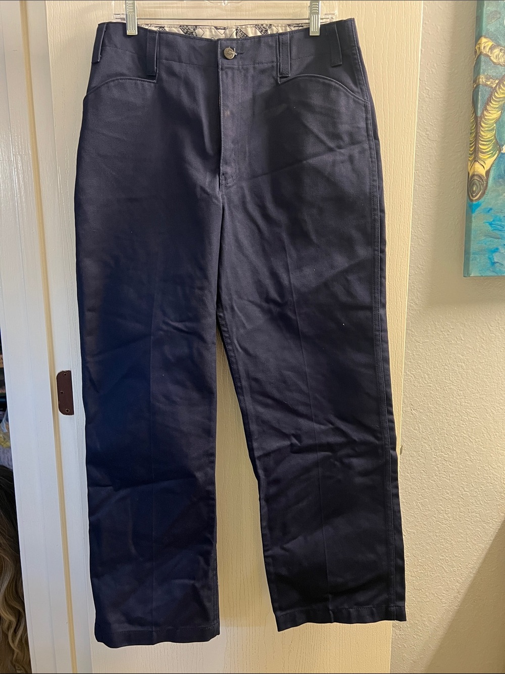 Ben Davis Navy Blue Work Pants with Red & Yellow Logo Patch
